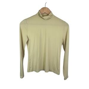 ST JOHN Nuda Fine‎ Jersey Lightweight Turtleneck Top Tan Gold Women’s Sz XS